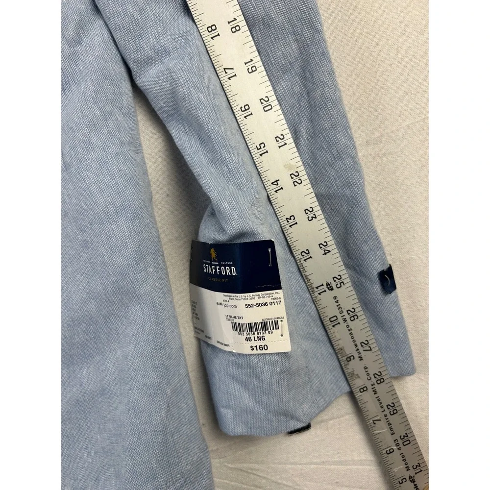 Stafford Mens Classic Fit Linen Blend Sport Coat Light Blue 46 Long 339310